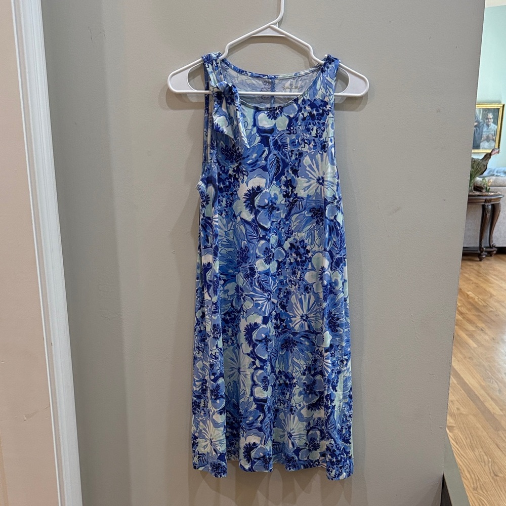 Lilly Pulitzer Blue and White Floral Midi Dress